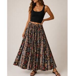 Vtg 90s Cottagecore Patchwork Guaze Skirt One Size Botanical Prairie Boho Gypsy